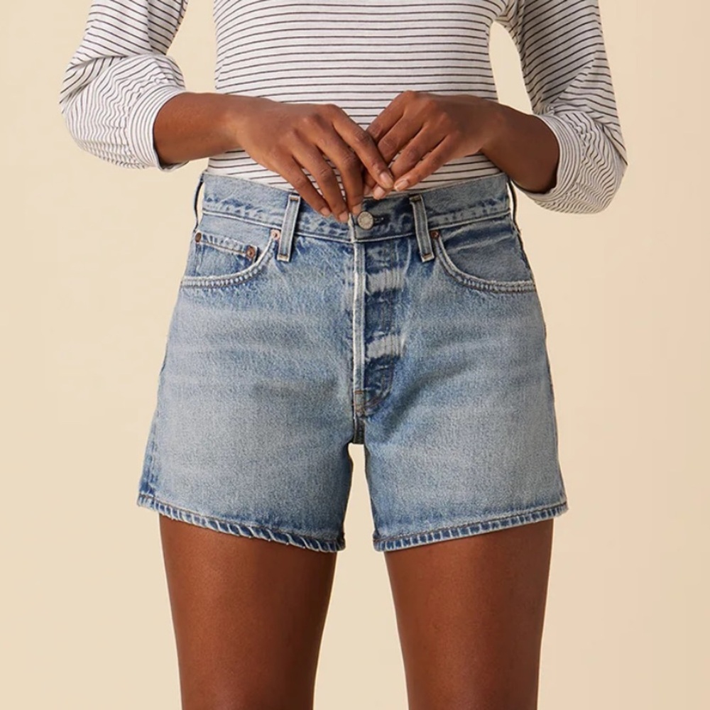 Agolde Parker Long Shorts in Occurrence Wash